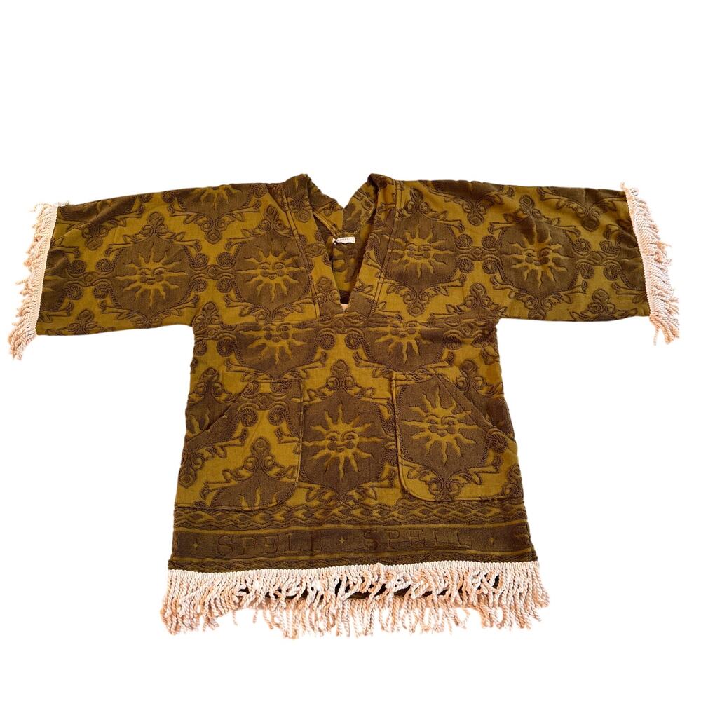 Free People x Spell Pomelia Terry Throw Over Dress Island Green Oversize Large - Picture 7 of 14